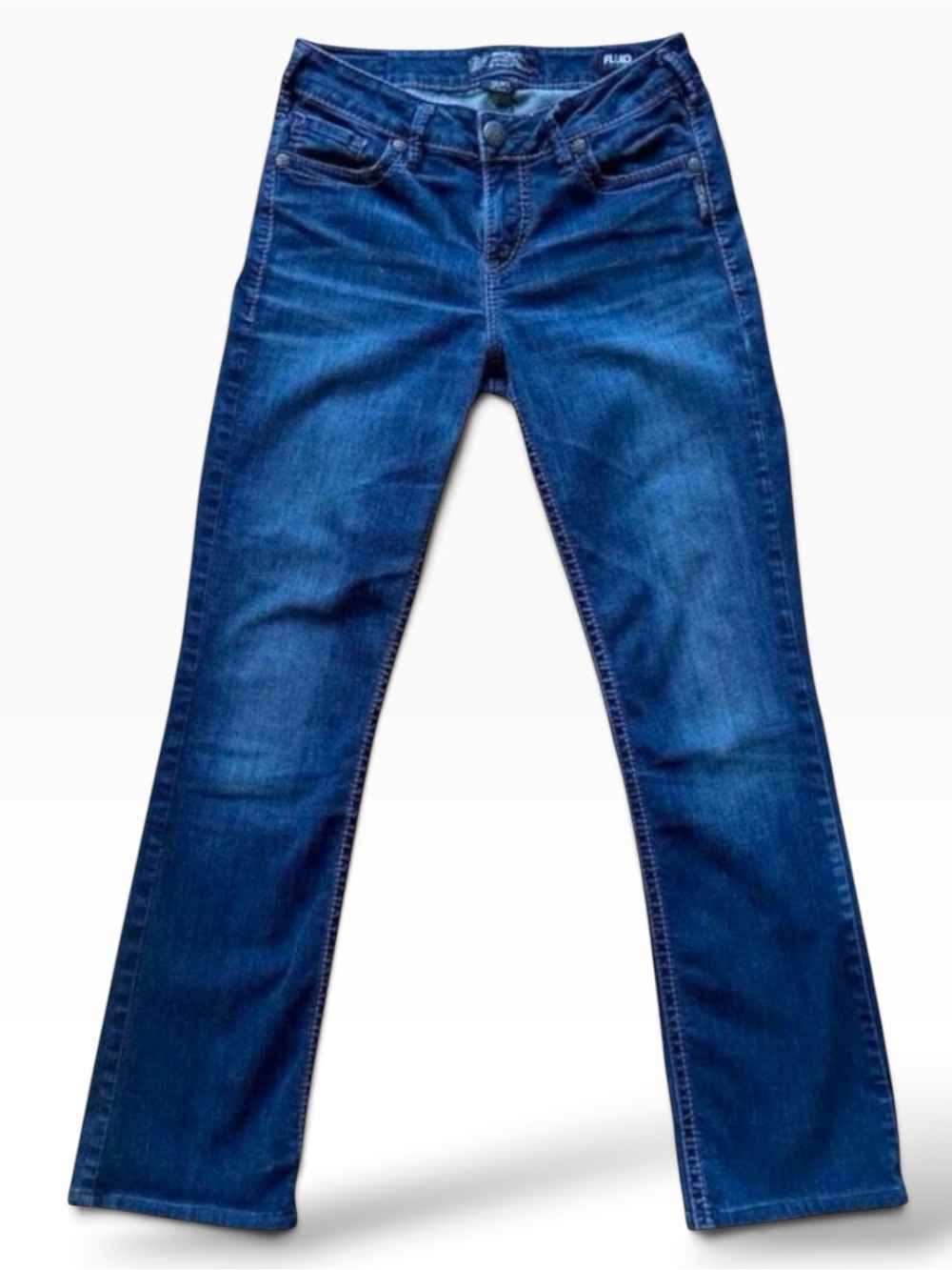 Silver Suki High slim boot jeans stretch blue denim contrasting stitches size 29